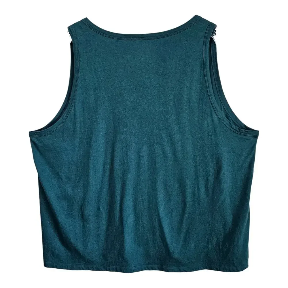 J CREW Women's Plus 3X Linen Blend Tank Tee Top Green Sleeveless Bust 48